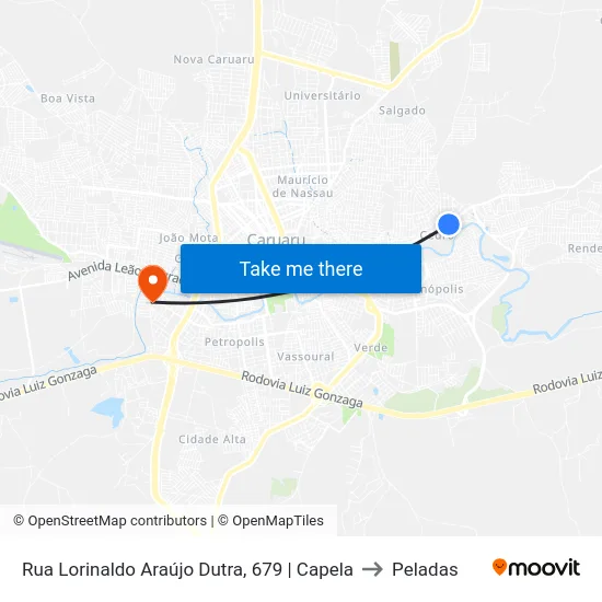 Rua Lorinaldo Araújo Dutra, 679 | Capela to Peladas map