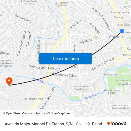 Avenida Major Manoel De Freitas, S/N - Caruaru to Peladas map