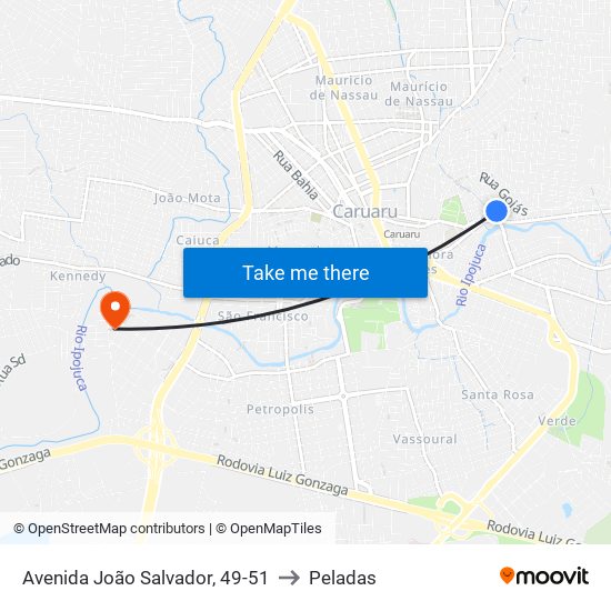 Avenida João Salvador, 49-51 to Peladas map