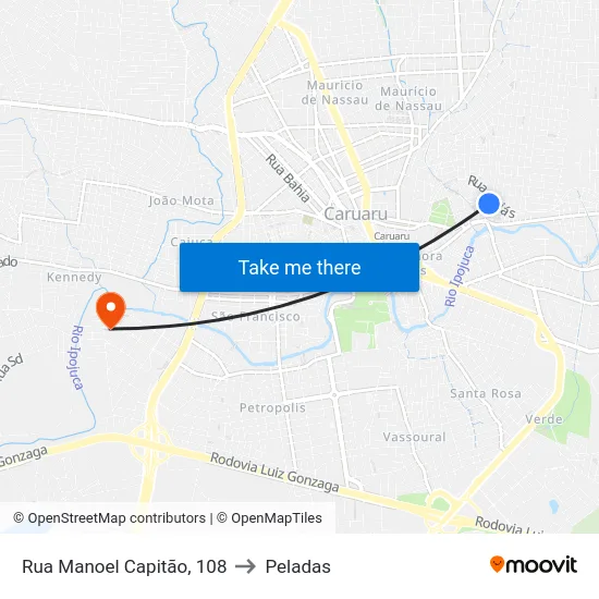 Rua Manoel Capitão, 108 to Peladas map