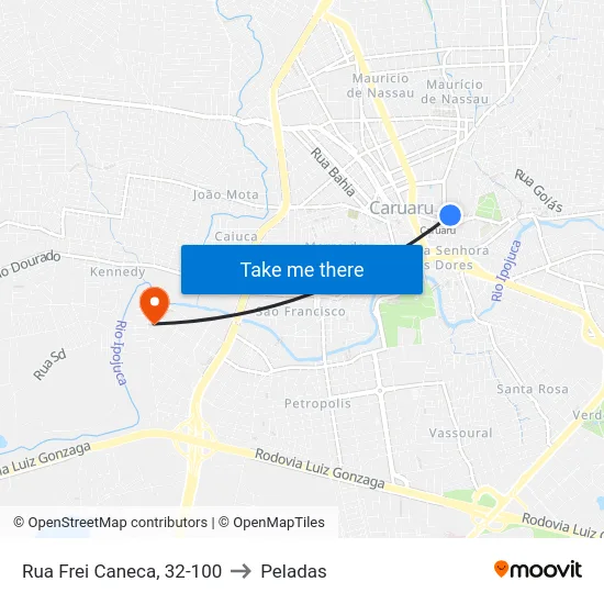 Rua Frei Caneca, 32-100 to Peladas map