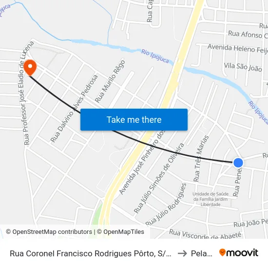 Rua Coronel Francisco Rodrigues Pôrto, S/N - Caruaru to Peladas map