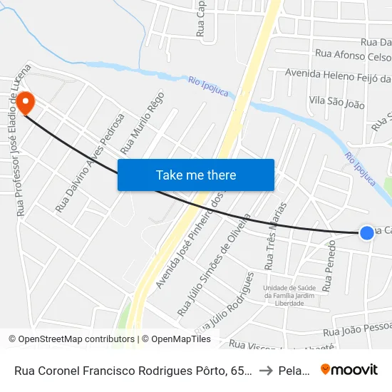Rua Coronel Francisco Rodrigues Pôrto, 65 - Caruaru to Peladas map