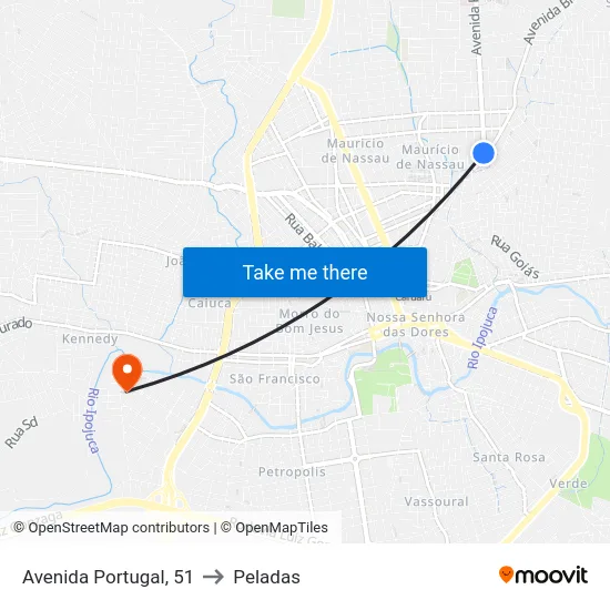 Avenida Portugal, 51 to Peladas map