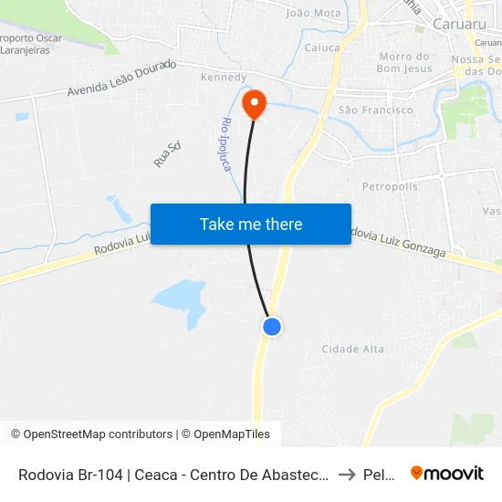 Rodovia Br-104 | Ceaca - Centro De Abastecimento De Caruaru to Peladas map