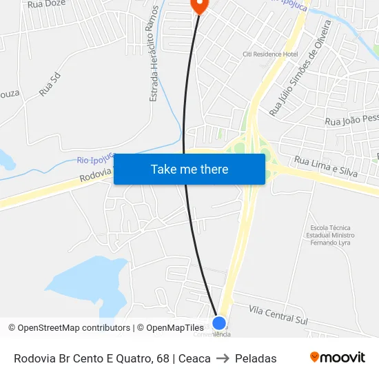 Rodovia Br Cento E Quatro, 68 | Ceaca to Peladas map