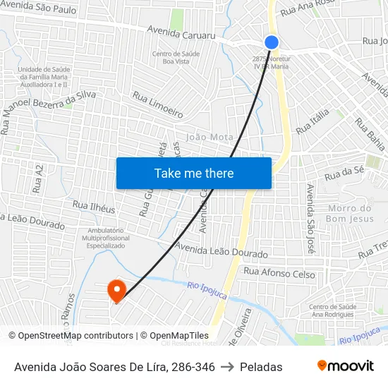 Avenida João Soares De Líra, 286-346 to Peladas map