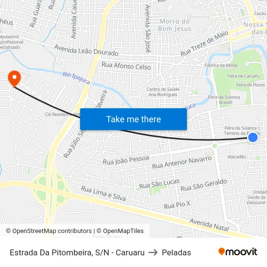 Estrada Da Pitombeira, S/N - Caruaru to Peladas map