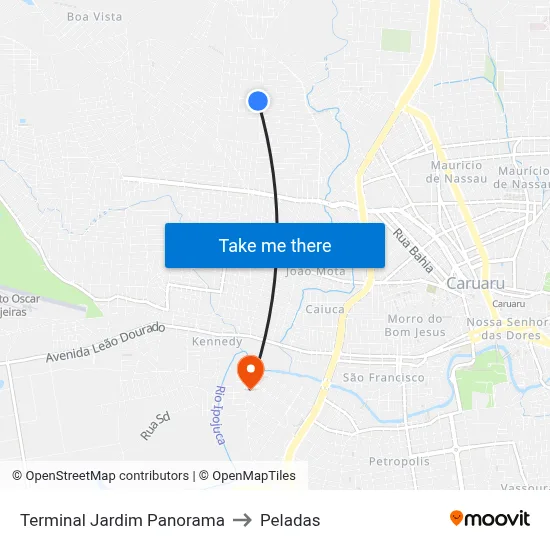 Terminal Jardim Panorama to Peladas map