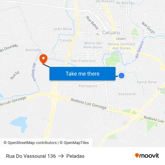 Rua Do Vassoural 136 to Peladas map