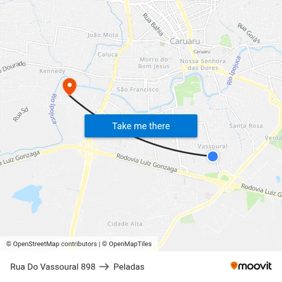 Rua Do Vassoural 898 to Peladas map