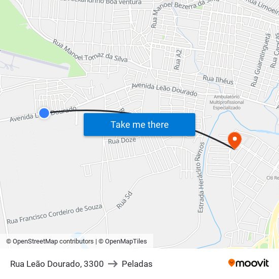 Rua Leão Dourado, 3300 to Peladas map