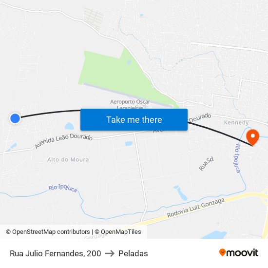Rua Julio Fernandes, 200 to Peladas map