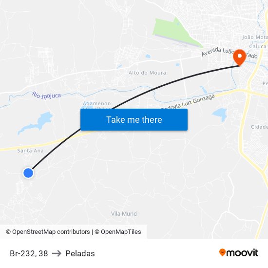 Br-232, 38 to Peladas map