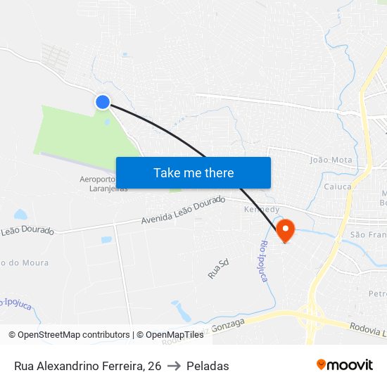 Rua Alexandrino Ferreira, 26 to Peladas map