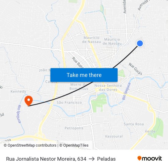 Rua Jornalista Nestor Moreira, 634 to Peladas map