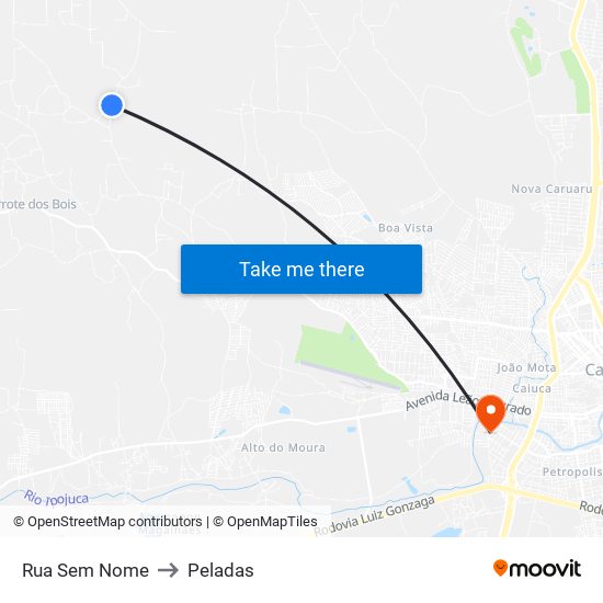 Rua Sem Nome to Peladas map