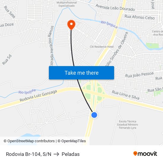 Rodovia Br-104, S/N to Peladas map