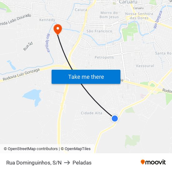 Rua Dominguinhos, S/N to Peladas map
