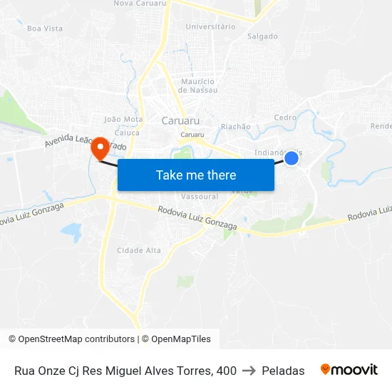 Rua Onze Cj Res Miguel Alves Torres, 400 to Peladas map