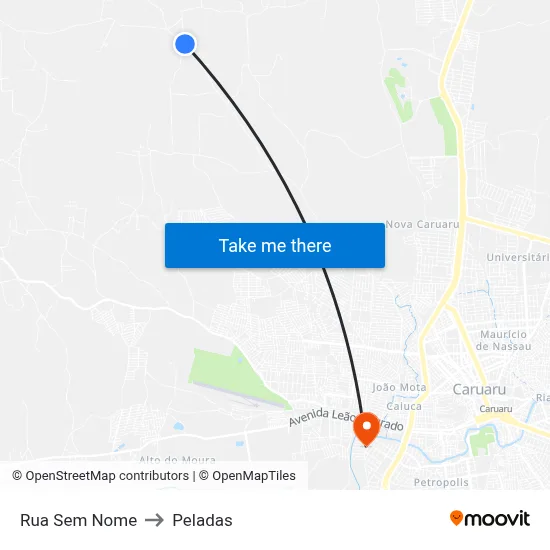Rua Sem Nome to Peladas map