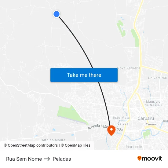 Rua Sem Nome to Peladas map
