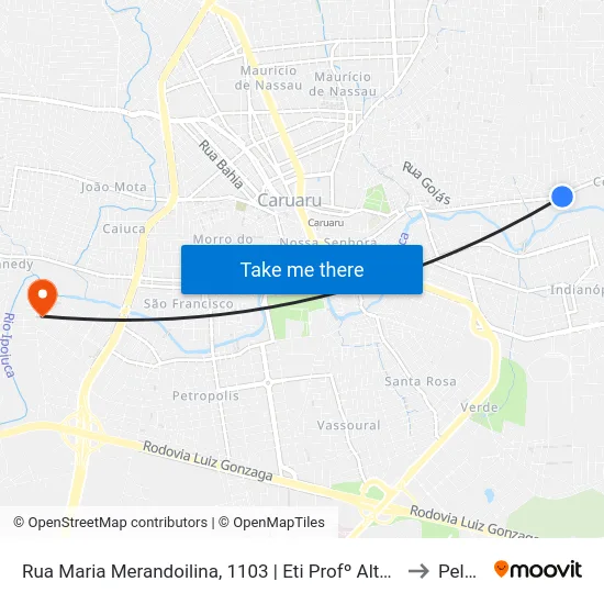 Rua Maria Merandoilina, 1103 | Eti Profº Altair Nunes Porto Filho to Peladas map