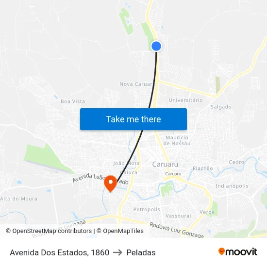 Avenida Dos Estados, 1860 to Peladas map