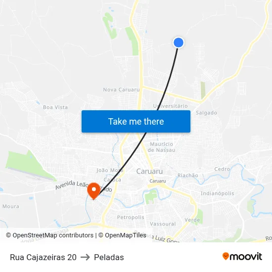 Rua Cajazeiras 20 to Peladas map