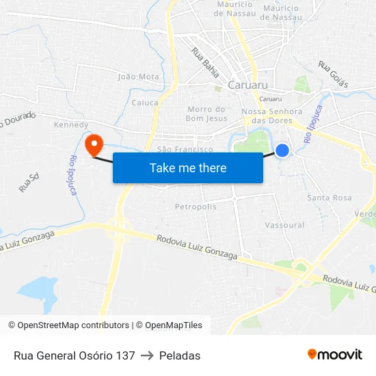 Rua General Osório 137 to Peladas map