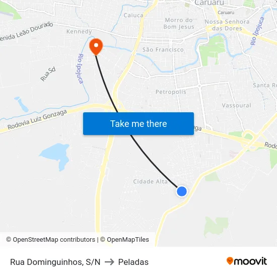 Rua Dominguinhos, S/N to Peladas map