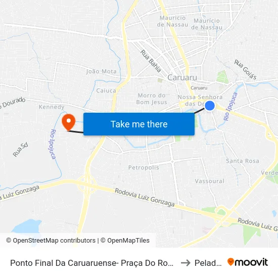 Ponto Final Da Caruaruense- Praça Do Rosário to Peladas map