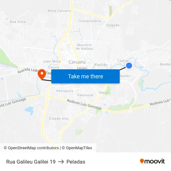 Rua Galileu Galilei 19 to Peladas map