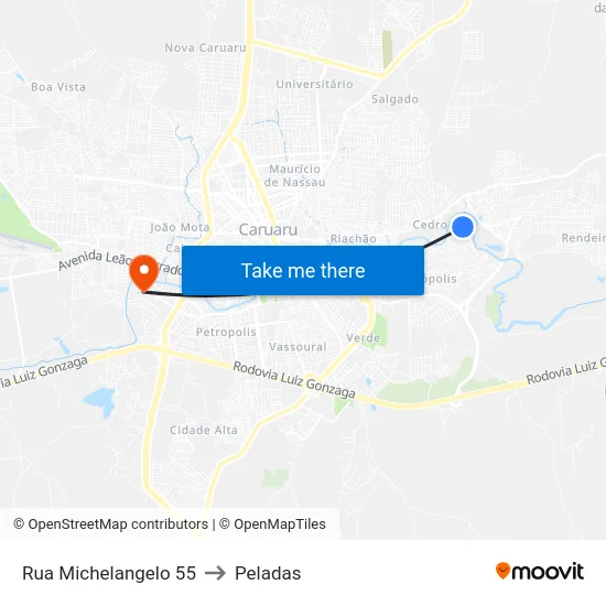 Rua Michelangelo 55 to Peladas map