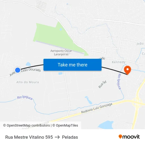 Rua Mestre Vitalino 595 to Peladas map