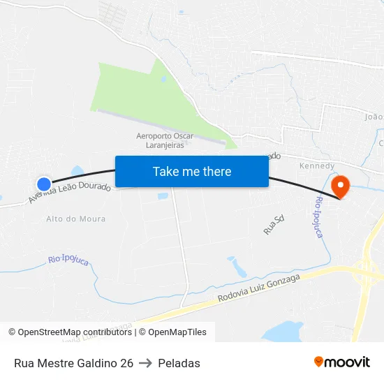 Rua Mestre Galdino 26 to Peladas map