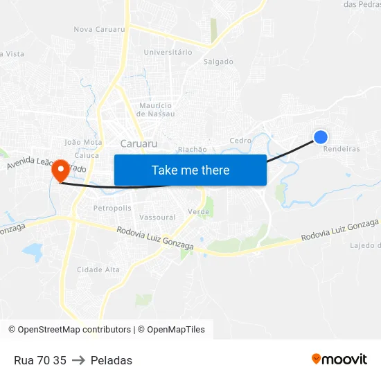 Rua 70 35 to Peladas map