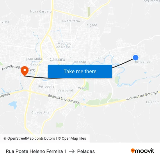 Rua Poeta Heleno Ferreira 1 to Peladas map