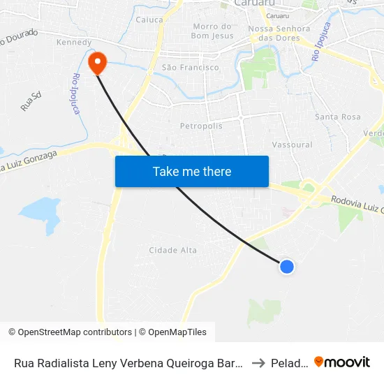 Rua Radialista Leny Verbena Queiroga Barros 204 to Peladas map
