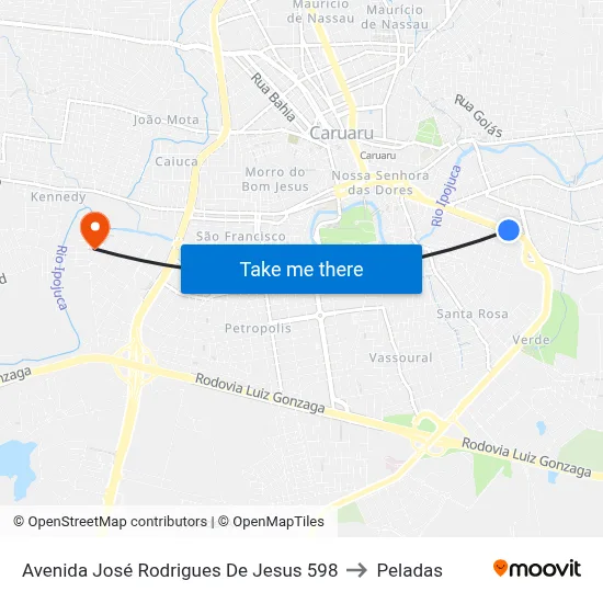 Avenida José Rodrigues De Jesus 598 to Peladas map