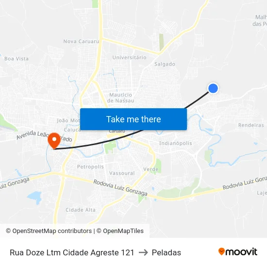 Rua Doze Ltm Cidade Agreste 121 to Peladas map