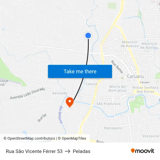 Rua São Vicente Férrer 53 to Peladas map