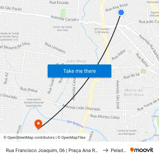 Rua Francisco Joaquim, 06 | Praça Ana Rosa to Peladas map