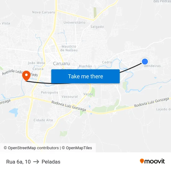 Rua 6a, 10 to Peladas map