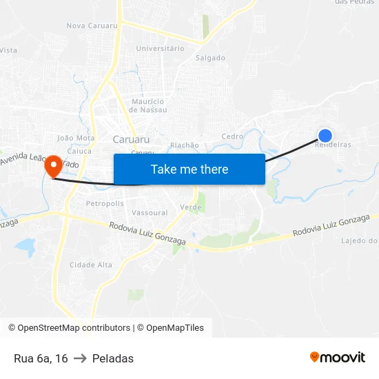 Rua 6a, 16 to Peladas map