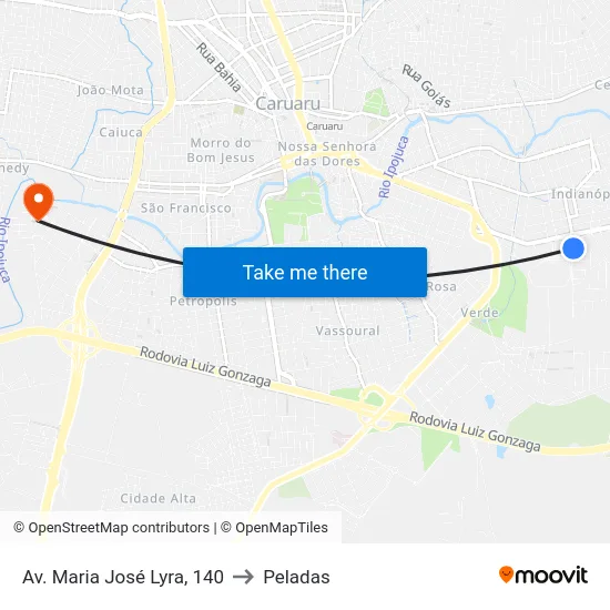 Av. Maria José Lyra, 140 to Peladas map