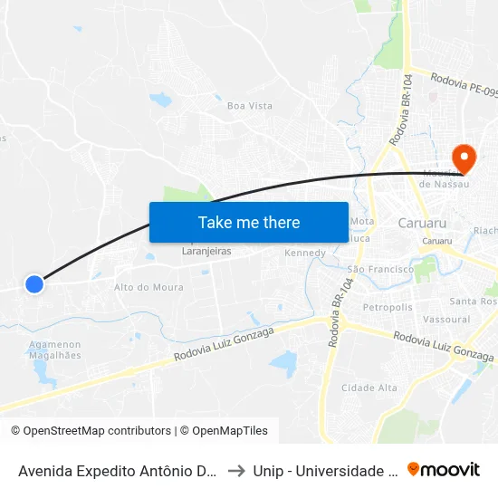 Avenida Expedito Antônio Da Silva 136 to Unip - Universidade Paulista map