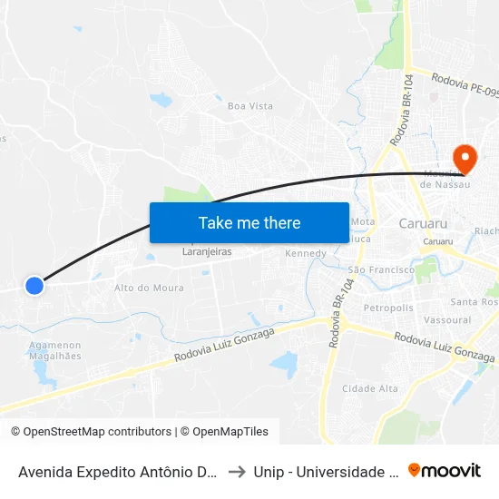 Avenida Expedito Antônio Da Silva 136 to Unip - Universidade Paulista map