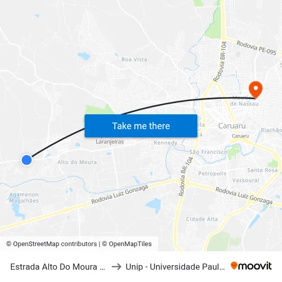 Estrada Alto Do Moura 130 to Unip - Universidade Paulista map