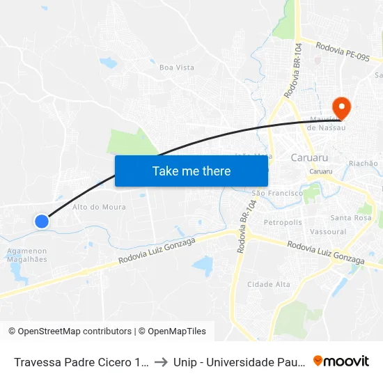 Travessa Padre Cicero 1245 to Unip - Universidade Paulista map